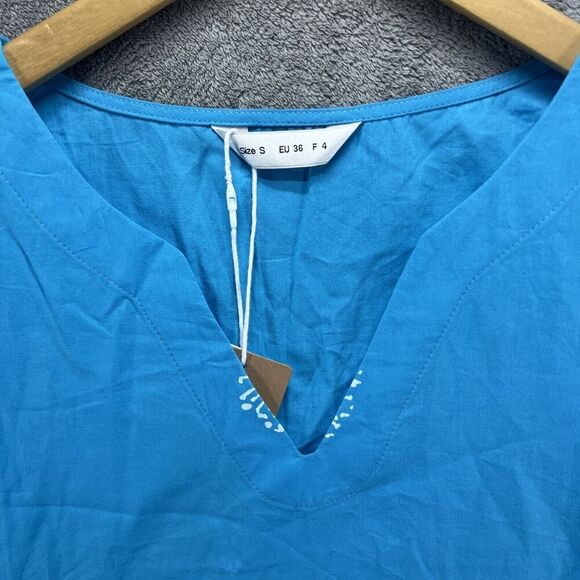 NWT Tendency Women's Long Lightweight Summer‎ Dress Blue Teal Print Small - Picture 7 of 10